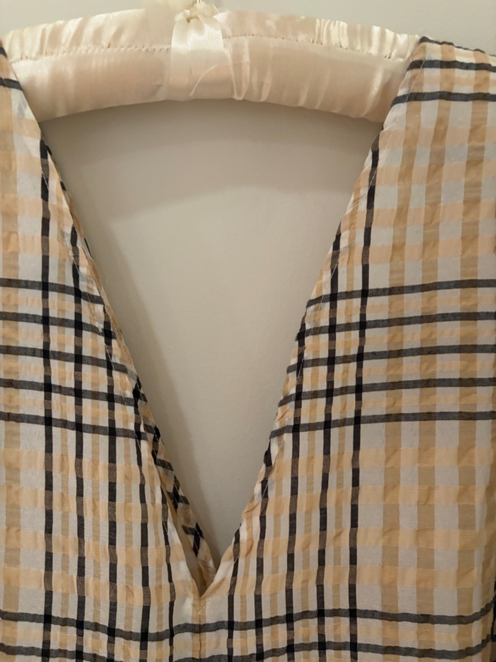 GANNI SEERSUCKER CHECK MINI DRESS IN IVORY SIZE EU 38. US 8 - Picture 10 of 12